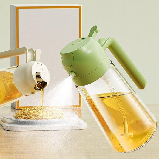 2-in-1 Oil Dispenser & Precision Spray Bottle – Glass Kitchen Oil Sprayer